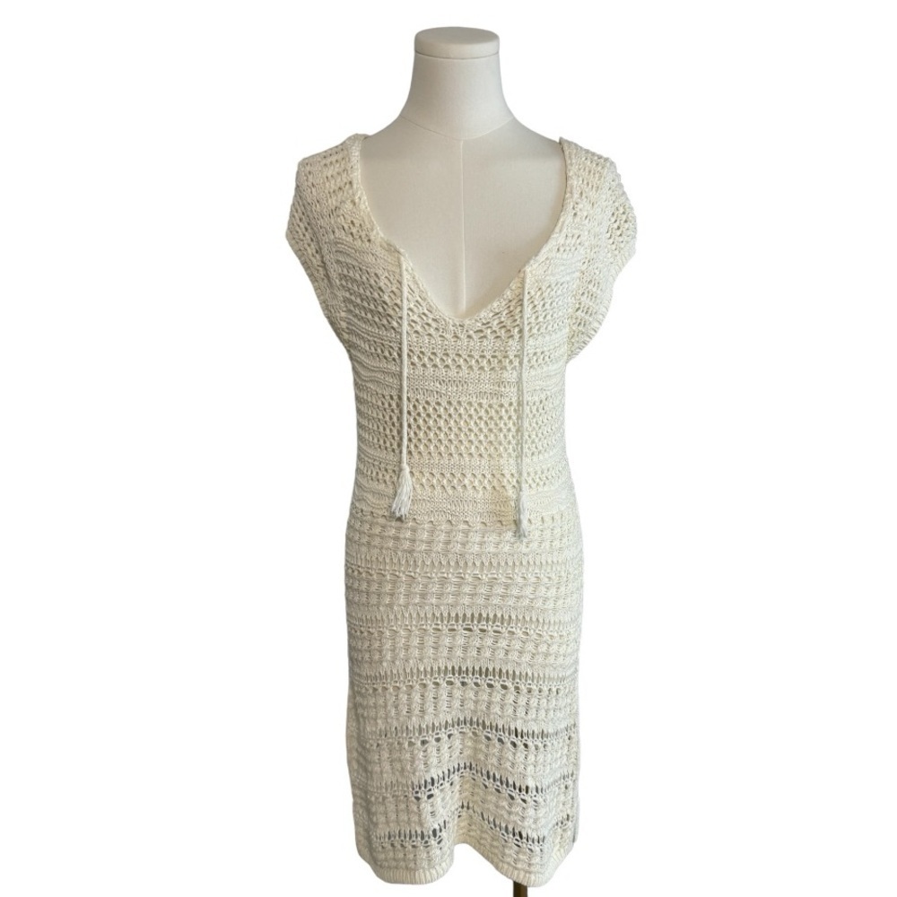 L.O.G.G Label of Graded Goods H&M Ivory‎ Crochet Dress Beach Coverup Sz M Y2K